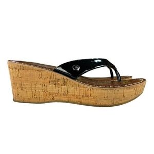 Sam Edelman Sandals Womens Size 10 Romy Black Cork‎ Platform Wedge